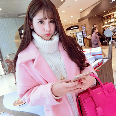 Mùa đông mới Hàn Quốc phần dài áo len Hàn Quốc phiên bản của màu hồng lỏng 过 loại trên đầu gối áo len nữ dày
