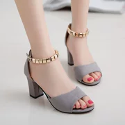 Dadong 2018 hè mới khóa một dây với sandal gót dày nữ phiên bản Hàn Quốc của giày cao gót gợi cảm