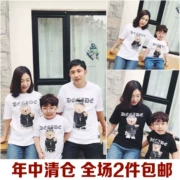 Gấu cha mẹ ngắn tay áo 2018 Hàn Quốc gia đình của ba phụ huynh tải phụ nữ phụ nữ nam giới và phụ nữ trẻ em mùa hè của trẻ em t- shirt
