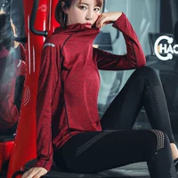 Phòng tập thể dục chạy yoga quần áo đào tạo thể thao dài tay áo sơ mi nhanh chóng làm khô t-shirt nữ lỏng lẻo trùm đầu t-shirt áo ao thun the thao