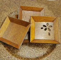 Tấm vát vuông đĩa dễ thương đĩa trái cây sấy khô đĩa gỗ khay nhỏ tấm trà quán cà phê tấm gỗ - Tấm gia dụng gỗ