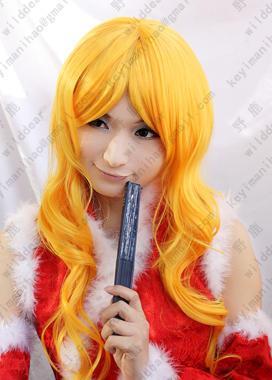 taobao agent Sell like hot cakes!High -temperature silk pure gold, California orange 80cm curly hair cos wigs, god loose chrysanthemum