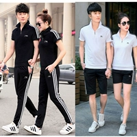 2018 mùa hè mới Li Ning thể thao phù hợp với ngắn tay t-shirt quần những người yêu thích nam giới và phụ nữ chạy mặc giản dị bộ thể thao nam adidas