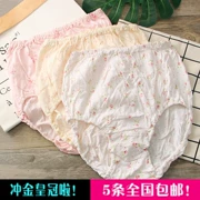 Cotton cao eo tam giác cotton vườn hoa túi hông mẹ trung niên đồ lót phụ nữ Nhật Bản kích thước lớn