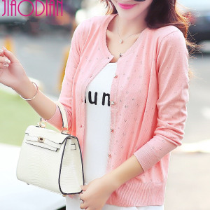 Ngắn mỏng cardigan mùa hè của phụ nữ new 2017 hollow kem chống nắng điều hòa không khí áo len bên ngoài mất một dệt kim áo khoác nhỏ khăn choàng