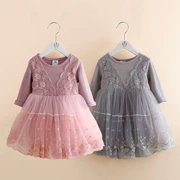 Váy ren bé 2019 mùa thu mới cho bé gái Quần áo trẻ em Váy giả hai mảnh qz-4465 - Váy