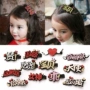 Trẻ em Hàn Quốc kẹp tóc mũ công chúa phụ nữ dễ thương siêu dễ thương văn bản bên clip cô gái thủy triều kẹp tóc kẹp tóc phụ kiện phụ kiện tóc ngắn