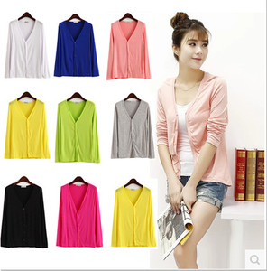 Mùa xuân và mùa hè mới của Hàn Quốc phiên bản của Phương Thức điều hòa không khí cardigan dài tay áo khoác ngắn V-Cổ kem chống nắng quần áo coat khăn choàng