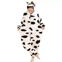 Woman flannel cartoon milk cow kigurumi for adults animal on