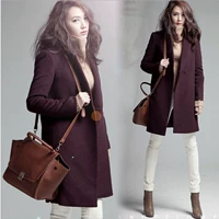 Hàn Quốc mùa thu và mùa đông khí chất mới của phụ nữ áo len mỏng áo len dài nữ - Trung bình và dài Coat áo lông cừu