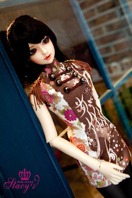 taobao agent {Stacy's pink ocean｝ BJD baby clothes 1/3 1/4 DD improved cheongsam/military style skirt-Hui