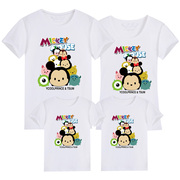 Hàn Quốc phiên bản của một gia đình ba hoặc bốn gia đình mùa hè ăn mặc cha mẹ và con bông ngắn tay M Mickey mùa hè của phụ nữ t-shirt