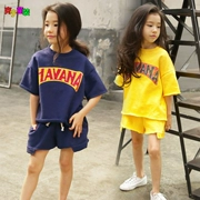 Bộ đồ trẻ em phiên bản Hàn Quốc 2019 hè mới cho bé gái quần short cotton hai dây Bộ đồ ngắn tay cho bé trai lớn - Trang phục dành cho cha mẹ và con
