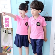 Đồng phục học sinh đặt trường tiểu học mùa hè trẻ em lớp dịch vụ tùy chỉnh mẫu giáo quần áo cotton giáo viên ngắn tay áo mùa hè phần Anh