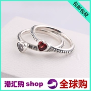 Điểm PANDORA Pandora Vàng Vàng Trái Tim Đỏ 925 Bạc tổng hợp Ruby Ring 190896SGR CZ