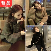 2018 mùa đông mới lỏng mỏng dày cao cổ áo áo thun áo len Hàn Quốc rắn màu áo len áo khoác nữ sinh viên