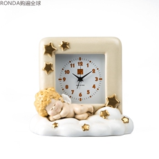 Будильник 意大利进口egan手工陶瓷欧式沉睡丘比特卧室钟表时钟摆件桌面台钟