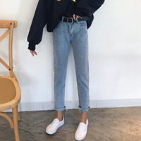 Mùa xuân phụ nữ Hàn Quốc phiên bản của lỏng hoang dã thẳng quần cao eo nguyên jeans chín quần sinh viên chân quần quần quần jean lưng cao qua rốn