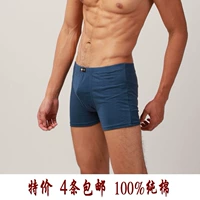 Bốn túi cotton nam phẳng chân đồ lót nam màu cotton phẳng chân quần quần lót nam cotton boxer sịp