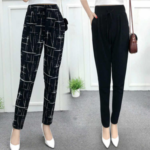 Harlan quần nữ 2018 new loose chín điểm mùa hè phần mỏng đen hoang dã giản dị bãi biển mùa xuân và mùa thu quần chân rộng phụ nữ