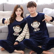 Cặp đôi đồ ngủ mùa thu và mùa đông san hô nhung phiên bản Hàn Quốc của flannel dày dễ thương ấm áp nam phục vụ nhà nữ phù hợp với tay áo dài