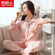 Đồ ngủ nữ ở Nam Cực mùa xuân và mùa thu cotton dài tay Phiên bản Hàn Quốc của mùa thu nữ cotton kích thước lớn áo len nhà phù hợp với dịch vụ mùa đông