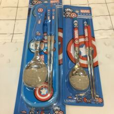 Набор столовых приборов 韩国进口marvel美国队长儿童不锈钢勺子筷子盒子套装 Hanbai