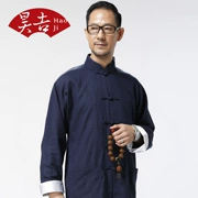 Mùa thu Tang phù hợp với nam Trung Quốc áo khoác thường Trung Quốc rửa không khí rắn màu nam dài tay phù hợp với trang phục dân tộc