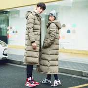 Mùa thu và mùa đông nam bông áo khoác những người yêu thích Hàn Quốc áo giản dị cộng với dài trên đầu gối dày bông áo khoác lỏng áo khoác