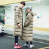 Mùa thu và mùa đông nam bông áo khoác những người yêu thích Hàn Quốc áo giản dị cộng với dài trên đầu gối dày bông áo khoác lỏng áo khoác Trang phục Couple