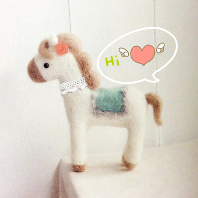 手工羊毛毡戳戳乐 萌宠小马 挂件摆件diy饰品(非成品)材料包