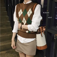 Осенний ретро свитер, трикотажный жилет, майка топ, в корейском стиле, свободный крой