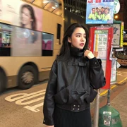 SIXONE Harajuku áo khoác nữ mùa đông 2017 mới của Hàn Quốc phiên bản của ngắn Slim đẹp trai áo khoác hoang dã Hồng Kông bf da