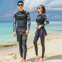 Bộ đồ bơi đôi bơi đồ bơi nữ chia tay dài quần váy ba mảnh chống nắng giảm béo bụng phù hợp với nam giới - Vài đồ bơi đồ đôi đi biển 2020
