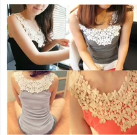 Daisy cánh hoa nở ren móc hoa cổ áo bông đáy áo sơ mi dây áo vest quây openwork khâu nữ mùa hè áo ngực su