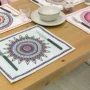 Gió quốc gia cotton linen nghệ thuật phương tây nơi mat cách nhiệt pad bữa ăn coaster bảng mat pad pad trà pad nhỏ bìa khăn bìa tùy chỉnh khăn trải bàn tròn 1m2