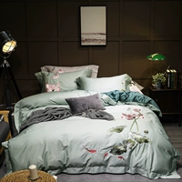 Trung Quốc phong cách ao sen ánh trăng 60 bông thêu hoa bốn mảnh mới Trung Quốc giường bông tinh khiết giường chăn ga gối đệm giá rẻ