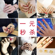 Thời trang Hàn Quốc đơn giản, bộ ba mảnh hoang dã gồm nhiều bộ nhẫn nữ khớp xu hướng ngón trỏ nhẫn phụ kiện trang sức nhỏ