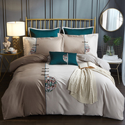 New phong cách Trung Quốc phòng bộ đồ giường giường cổ điển gió dân tộc nút khóa retro thêu hoa bốn mảnh bộ đồ giường bộ sáu