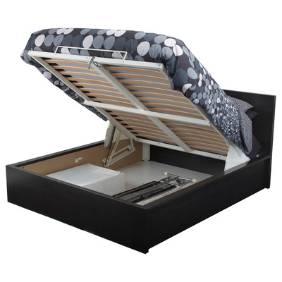 马尔姆高箱气压床黑褐色现代简约北欧风储物床ikea宜家国内代购