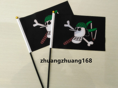 8号14*21cm弹弓绿帽海盗旗鬼节旗骷髅头旗海贼王乌索普