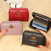 Lớp đầu tiên của da organ gói thẻ của phụ nữ pickup clips purse thẻ đa gói gói dây kéo ví nhỏ bộ thẻ