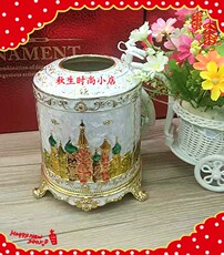 Коробка для салфеток 俄罗斯城堡锡制纸巾盒纸巾筒欧式直筒型手纸抽盒 酒吧ktv纸抽盒