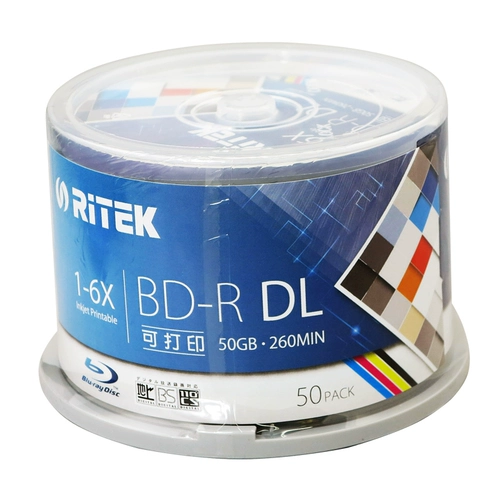 光 Ritek CD BD-R DL 6x 50G Blu-ray CAN PRING 50 штук бочек