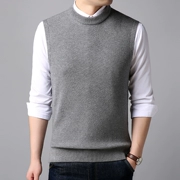 Mùa xuân và mùa thu nam dệt kim len vest nam không tay áo len cổ tròn Phiên bản Hàn Quốc của áo vest vai cỡ lớn