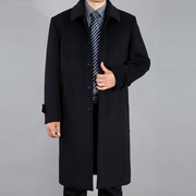Trung niên người đàn ông của cha áo khoác trên đầu gối dài dài len cashmere áo khoác dày áo khoác áo gió mùa đông