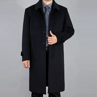 Trung niên người đàn ông của cha áo khoác trên đầu gối dài dài len cashmere áo khoác dày áo khoác áo gió mùa đông áo phao lông vũ