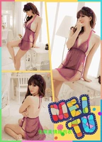 Dành cho người lớn tạp dề ladies sexy đồ lót thiết lập trong suốt siêu mỏng lưới tạp dề treo cổ dây đeo backless đồ ngủ mặc đồ ngủ đẹp