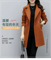 Phiên bản Hàn Quốc của áo khoác nữ mùa thu đông mới màu caramel hai mặt trong phần dài của áo khoác len eo x áo khoác mùa đông nữ