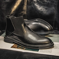 Martens, мужские высокие челси в английском стиле для кожаной обуви, летние короткие сапоги, ботинки, в британском стиле, из натуральной кожи